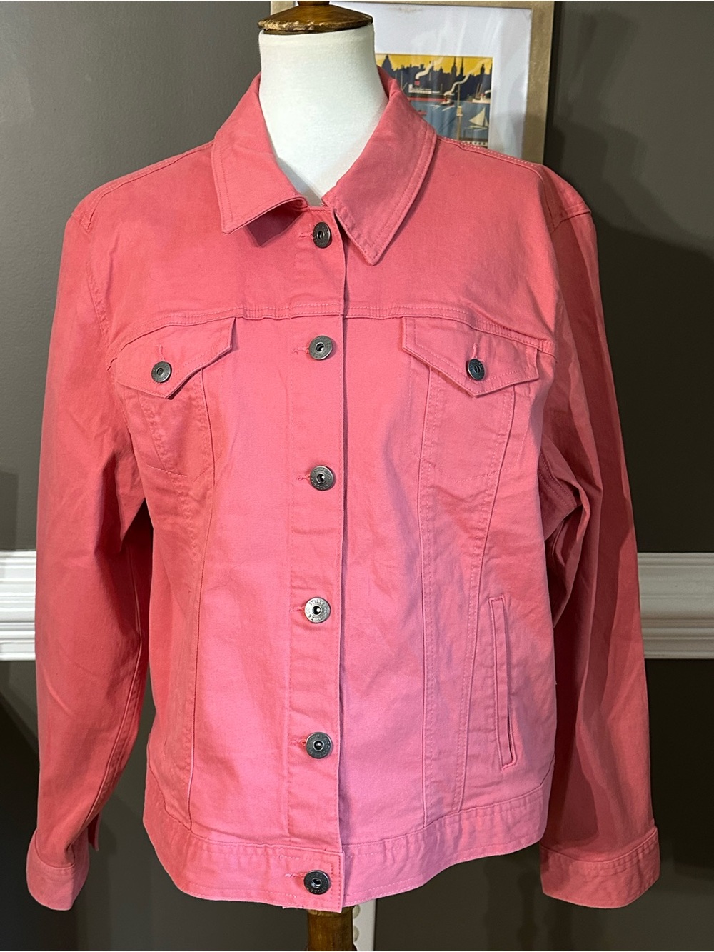 Brand new with tags! Style & Co. Coral-Pink Button-Front Jean Jacket